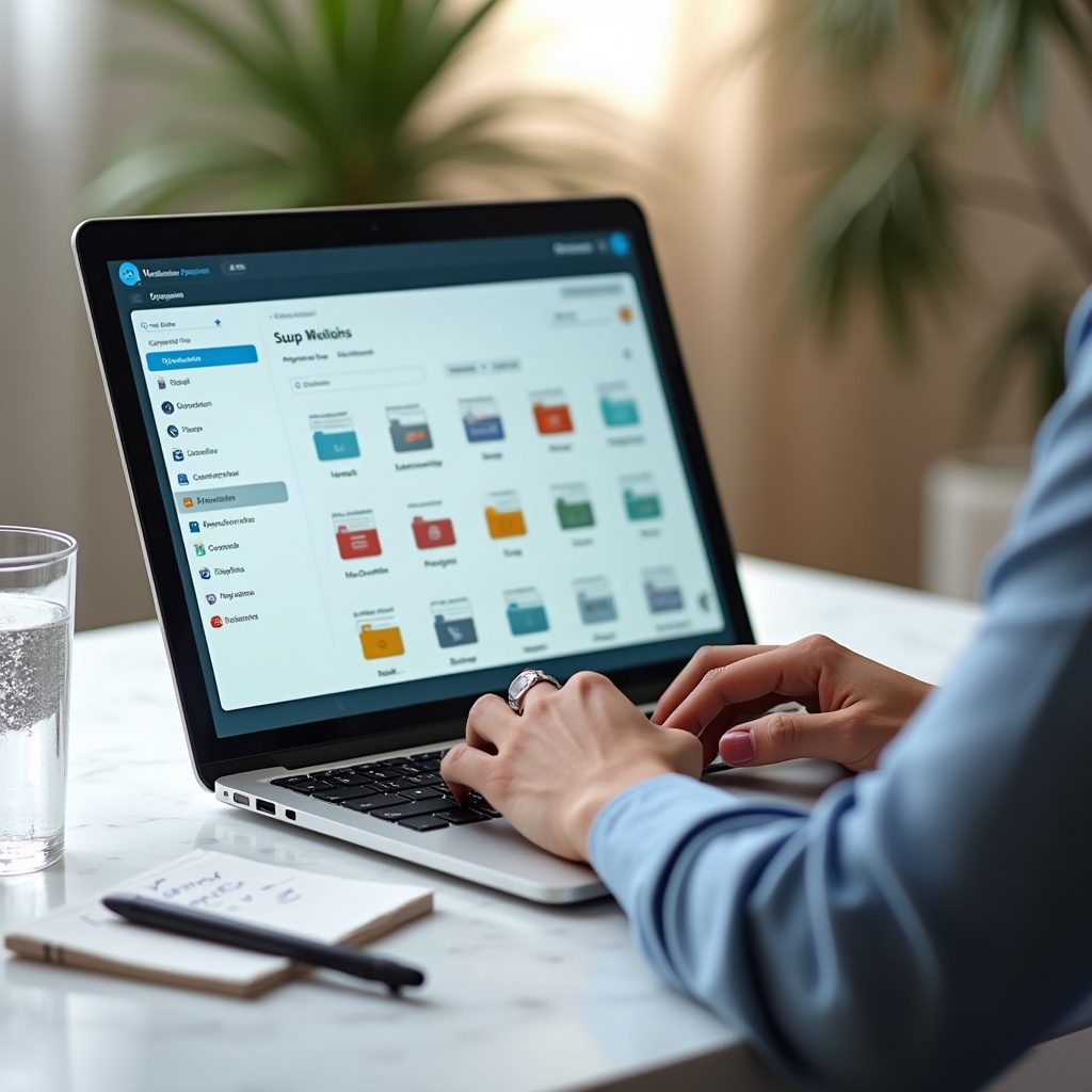 Digital document management system on laptop screen